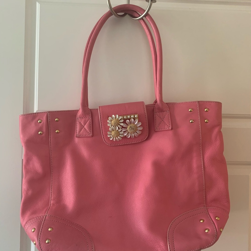 Lily Pulitzer pink leather tote